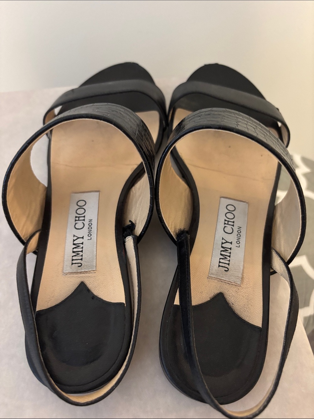 Jimmy Choo Black Croc-Embossed Leather Slingback Sandals - Picture 4 of 8